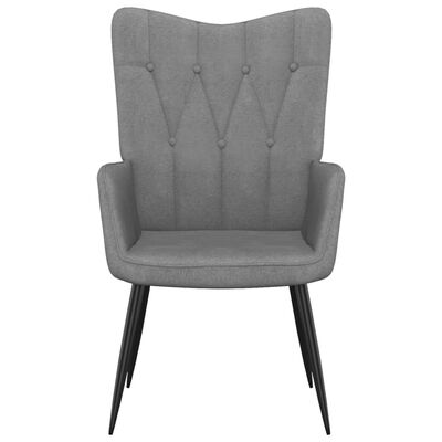 vidaXL Relaxing Chair with a Stool Dark Grey Fabric