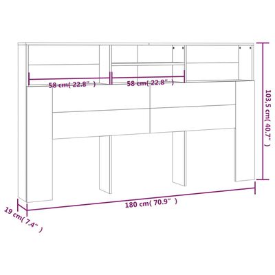 vidaXL Headboard Cabinet Sonoma Oak 180x19x103.5 cm