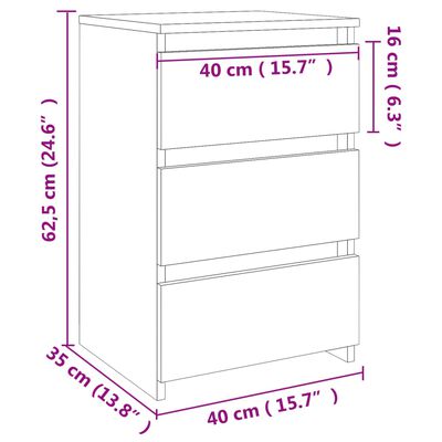 vidaXL Bed Cabinet Sonoma Oak 40x35x62.5 cm Engineered Wood