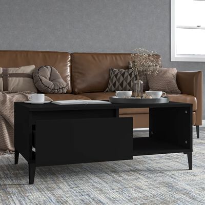 vidaXL Coffee Table Black 90x50x36.5 cm Engineered Wood