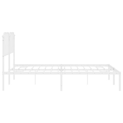 vidaXL Metal Bed Frame without Mattress with Headboard White 180x200 cm Super King