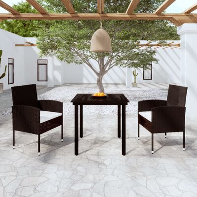 vidaXL 3 Piece Garden Dining Set Black