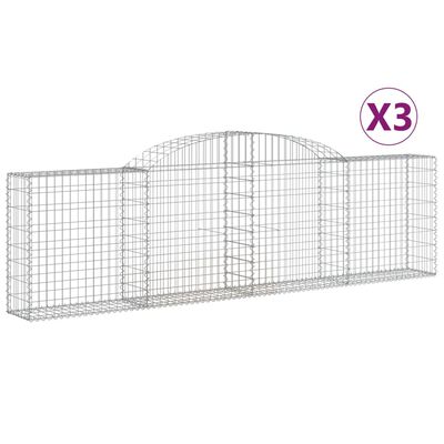 vidaXL Arched Gabion Baskets 3 pcs 300x30x80/100 cm Galvanised Iron