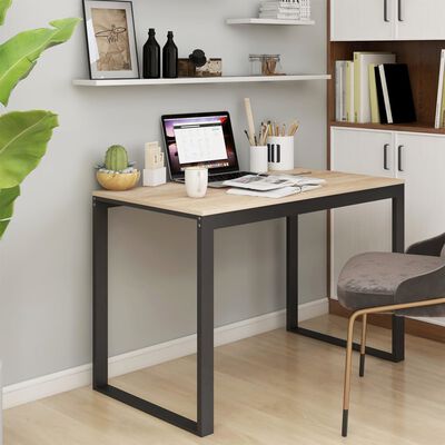 vidaXL Computer Desk Black and Oak 110x60x73 cm Engineered Wood