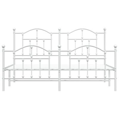 vidaXL Metal Bed Frame without Mattress with Footboard White 180x200cm