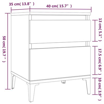 vidaXL Bedside Cabinets 2 pcs Sonoma Oak 40x35x50 cm