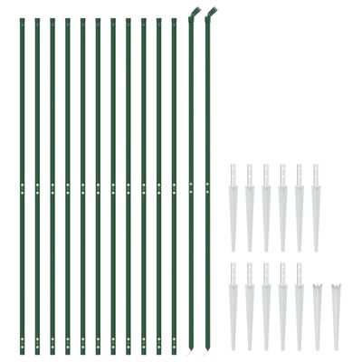 vidaXL Wire Mesh Fence with Spike Anchors Green 1.4x25 m