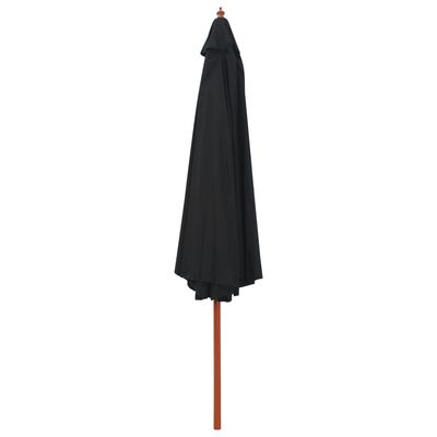 vidaXL Garden Parasol with Wooden Pole 350 cm Black