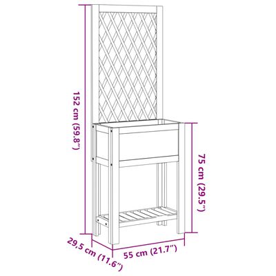 vidaXL Planter with Trellis and Shelf 55x29.5x152 cm Solid Wood Acacia