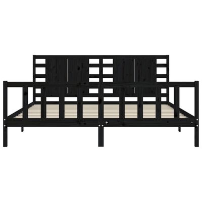 vidaXL Bed Frame without Mattress Black Super King Size Solid Wood Pine