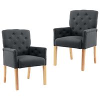 vidaXL Dining Chairs with Armrests 2 pcs Grey Fabric