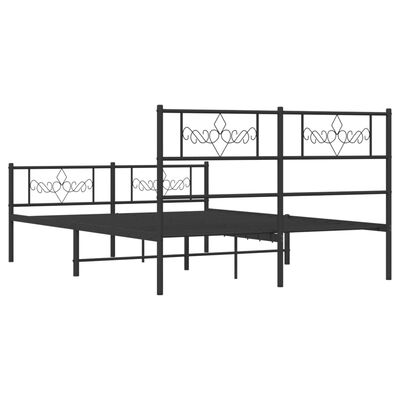 vidaXL Metal Bed Frame without Mattress with Footboard Black 150x200 cm King Size