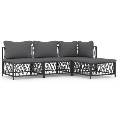 vidaXL 4 Piece Garden Lounge Set with Cushions Anthracite Steel