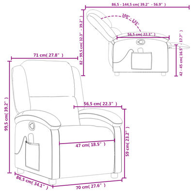 vidaXL Massage Recliner Chair Cream Real Leather