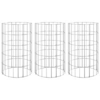 vidaXL Circular Gabion Raised Beds 3 pcs Galvanised Steel Ø30x50 cm