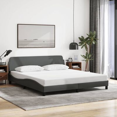 vidaXL Bed Frame without Mattress Dark Grey 152x203 cm Queen Fabric