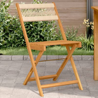 vidaXL Bistro Chairs 2 pcs Beige Solid Wood Acacia and Rope