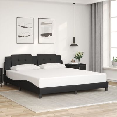 vidaXL Bed Frame without Mattress Black 180x200 cm Super King Faux Leather