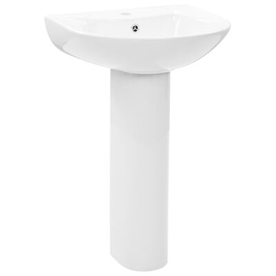 vidaXL Freestanding Basin with Pedestal Ceramic White 520x440x190 mm