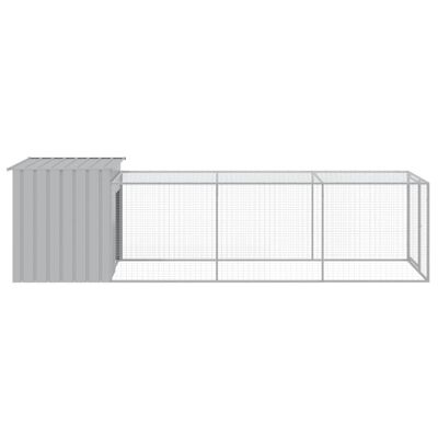 vidaXL Chicken Cage with Run Light Grey 110x405x110 cm Galvanised Steel