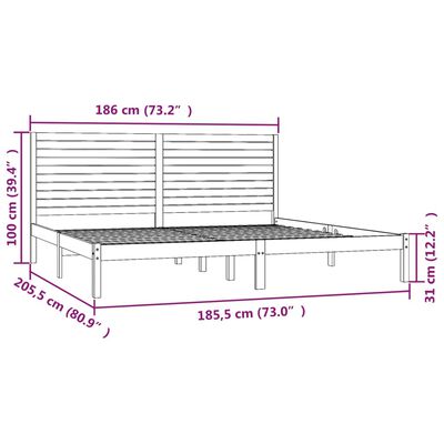 vidaXL Bed Frame without Mattress White 180x200 cm Super King Solid Wood