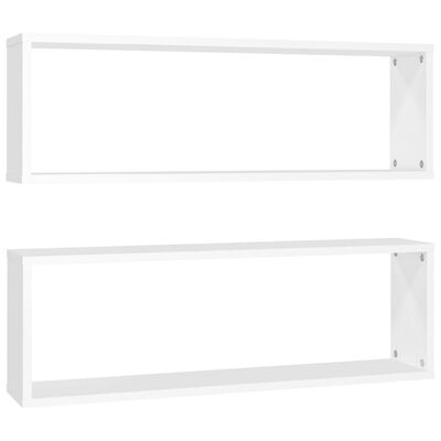 vidaXL Wall Cube Shelf 2 pcs White 80x15x26.5 cm Engineered Wood