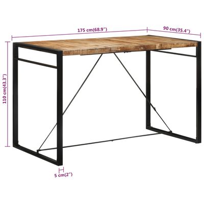 vidaXL Bar Table 175x90x110 cm Solid Rough Wood Mango