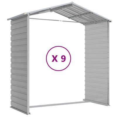 vidaXL Garden Shed Light Grey 191x810x198 cm Galvanised Steel