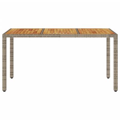 vidaXL Garden Table 150x90x75 cm Acacia Wood and Poly Rattan Grey