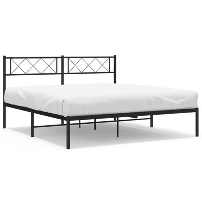 vidaXL Metal Bed Frame without Mattress with Headboard Black 150x200cm