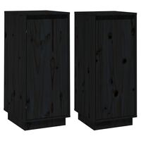 vidaXL Sideboards 2 pcs Black 31.5x34x75 cm Solid Wood Pine