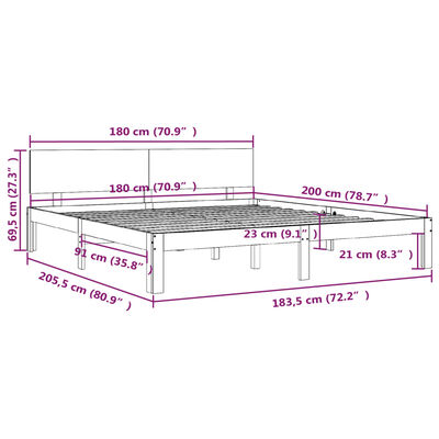 vidaXL Bed Frame without Mattress 180x200 cm Super King Size