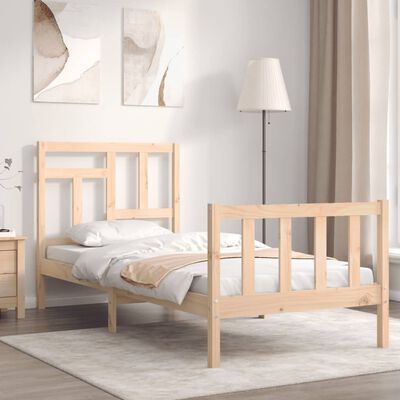 vidaXL Bed Frame with Headboard Single Solid Wood