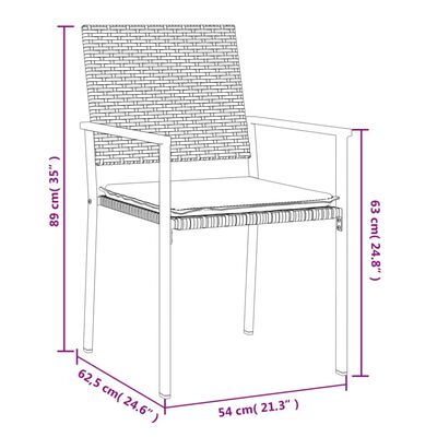 vidaXL 5 Piece Garden Dining Set with Cushions Poly Rattan and Steel