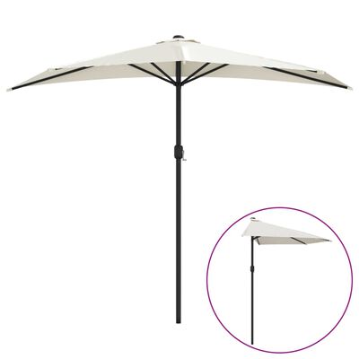 vidaXL Garden Parasol with Aluminium Pole Sand 270x144 cm Half