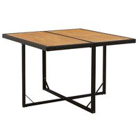 vidaXL Garden Table Black 109x107x74 cm Poly Rattan&Solid Wood Acacia