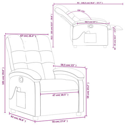 vidaXL Massage Recliner Chair Light Grey Fabric