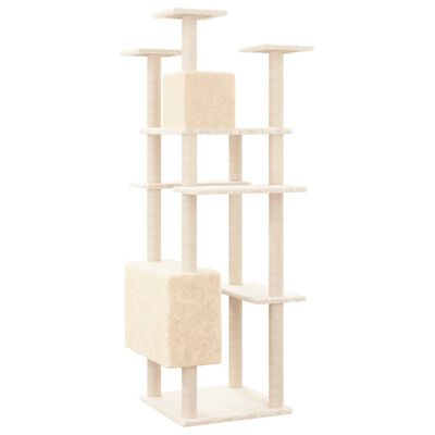 vidaXL Cat Tree with Sisal Scratching Posts Cream 162 cm