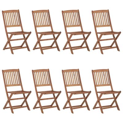 vidaXL Folding Garden Chairs 8 pcs with Cushions Solid Acacia Wood