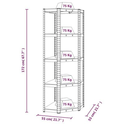 vidaXL 5-Layer Shelves 4 pcs Anthracite Steel&Engineered Wood