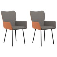 vidaXL Dining Chairs 2 pcs Light Grey Fabric and Faux Leather