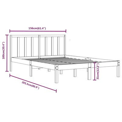 vidaXL Bed Frame without Mattress Solid Wood Pine 150x200 cm King Size