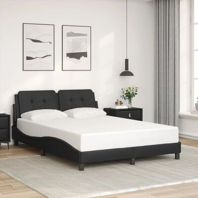 vidaXL Bed Frame without Mattress Black 137x187 cm Double Faux Leather