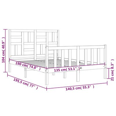 vidaXL Bed Frame without Mattress White Double Solid Wood Pine