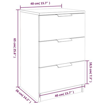 vidaXL Bedside Cabinets 2 pcs White 40x36x65 cm