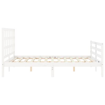 vidaXL Bed Frame without Mattress White King Size Solid Wood