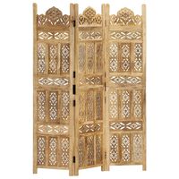 vidaXL Hand carved 3-Panel Room Divider 120x165 cm Solid Mango Wood