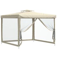 vidaXL Gazebo with Double Roof Cream 3x3x2.68 m Fabric