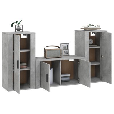 vidaXL 3 Piece TV Cabinet Set Concrete Grey Engineered Wood