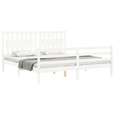 vidaXL Bed Frame without Mattress White Super King Size Solid Wood